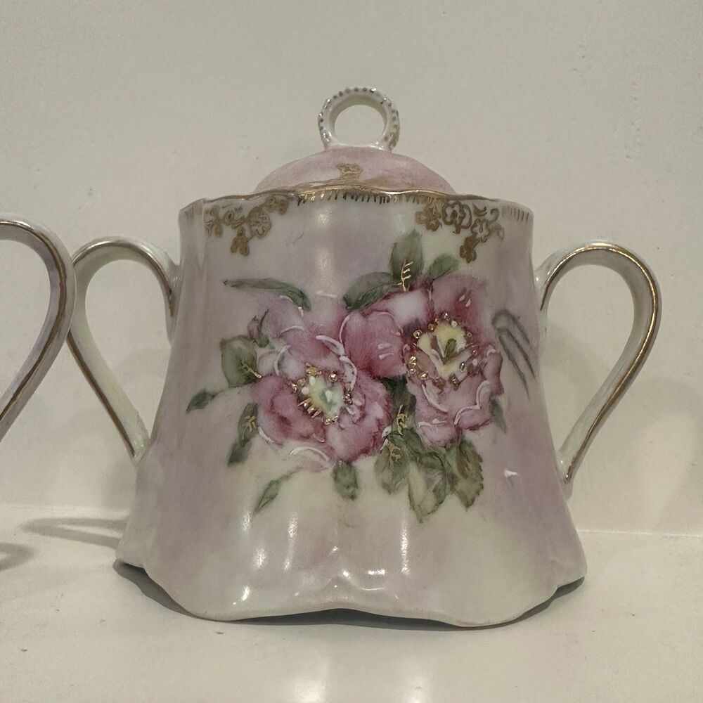 Hutschenreuther Germany Hand Painted Sugar & Creamer Set – Signed 1992 Floral - Picture 3 of 15